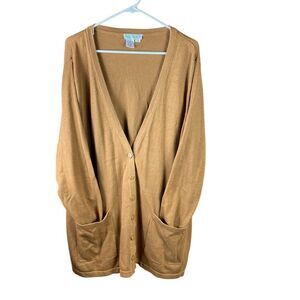Ulla Popken Womens Brown Oversized Fit Cardigan Sweater Size 24/26